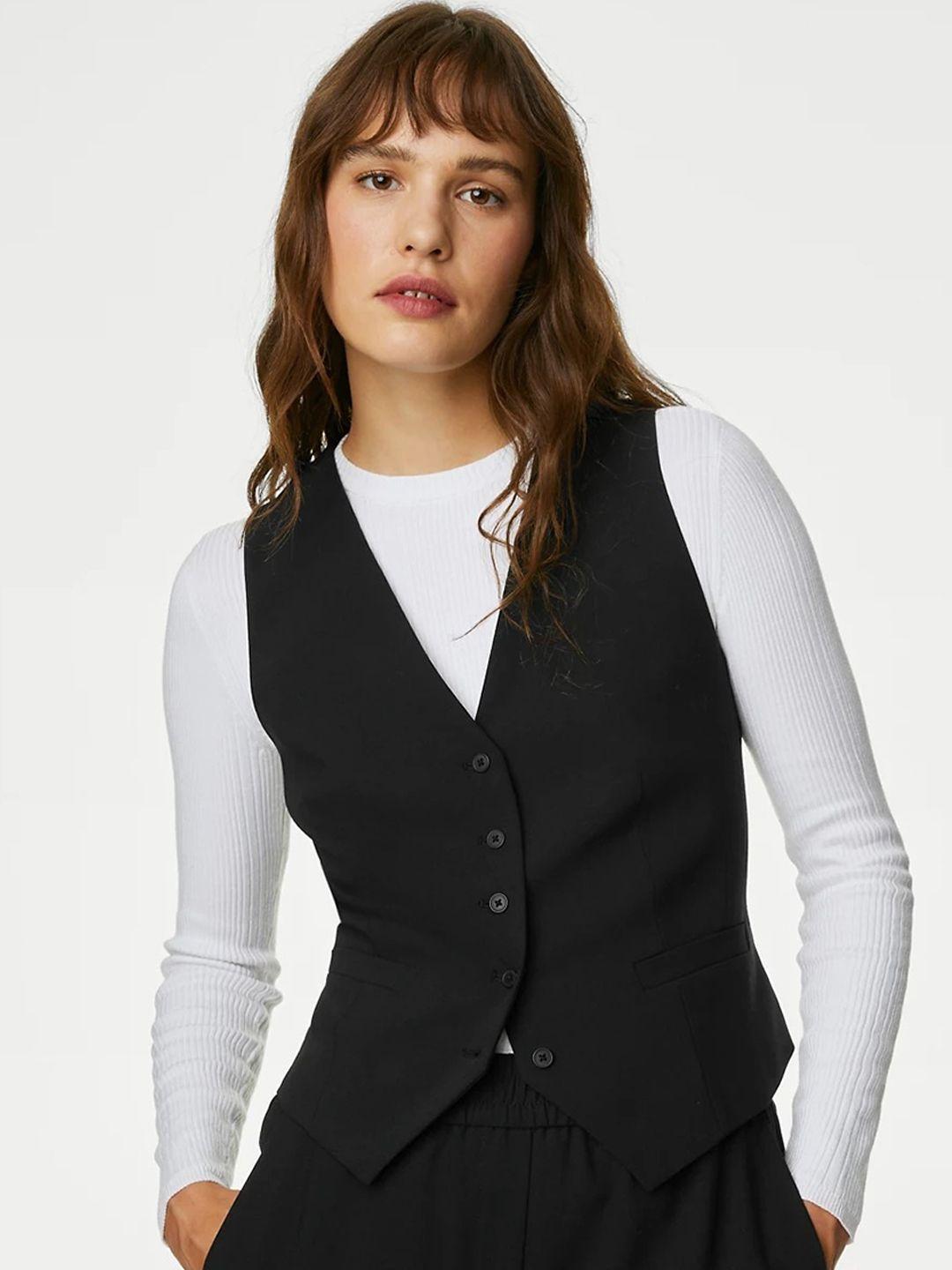 marks & spencer v-neck asymmetric wool-look waistcoat