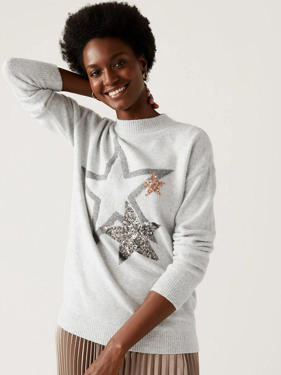 marks & spencer women acrylic embroidered pullover