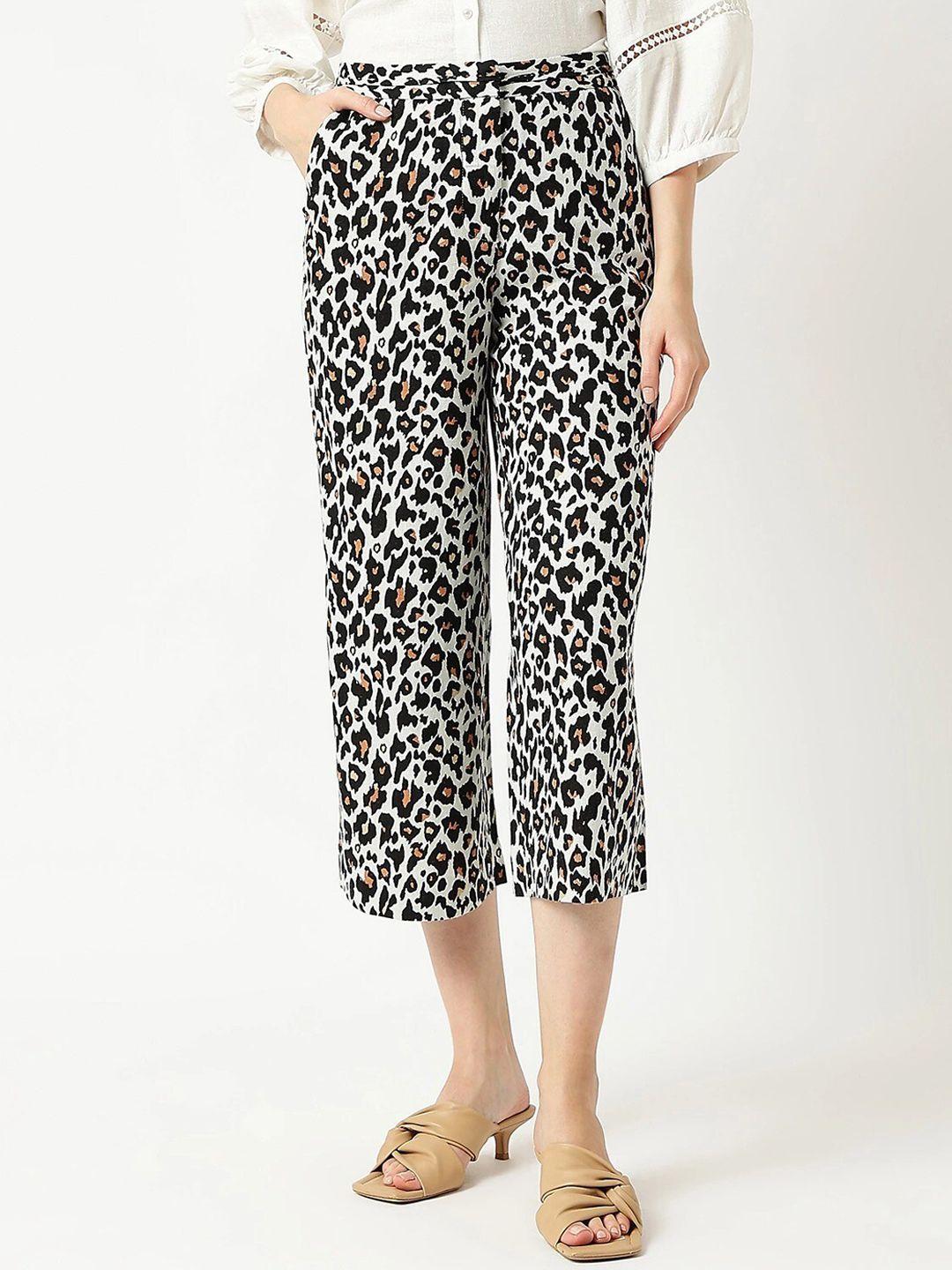 marks & spencer women animal printed high-rise culottes trousers