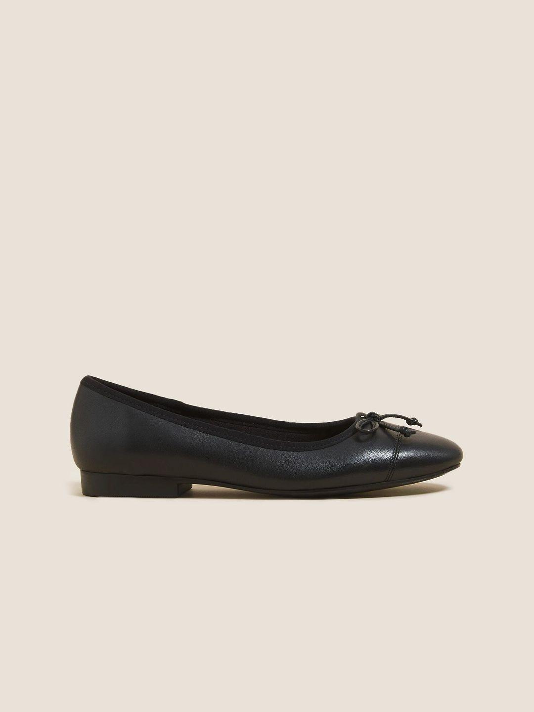 marks & spencer women black ballerinas with bows flats