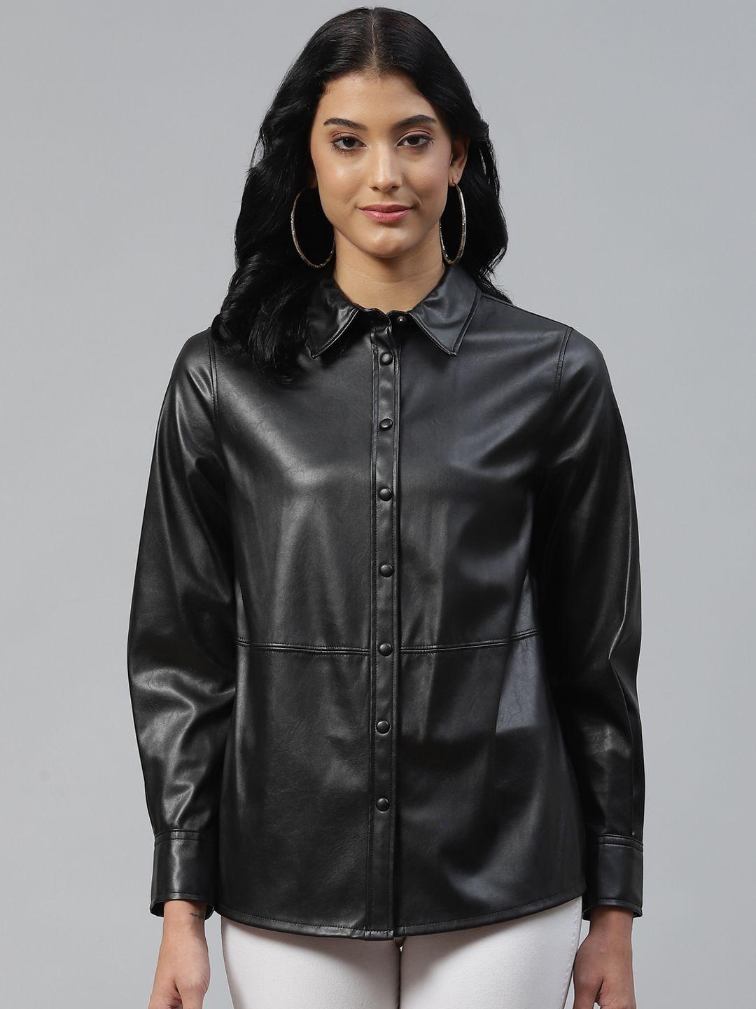 marks & spencer women black faux leather jacket