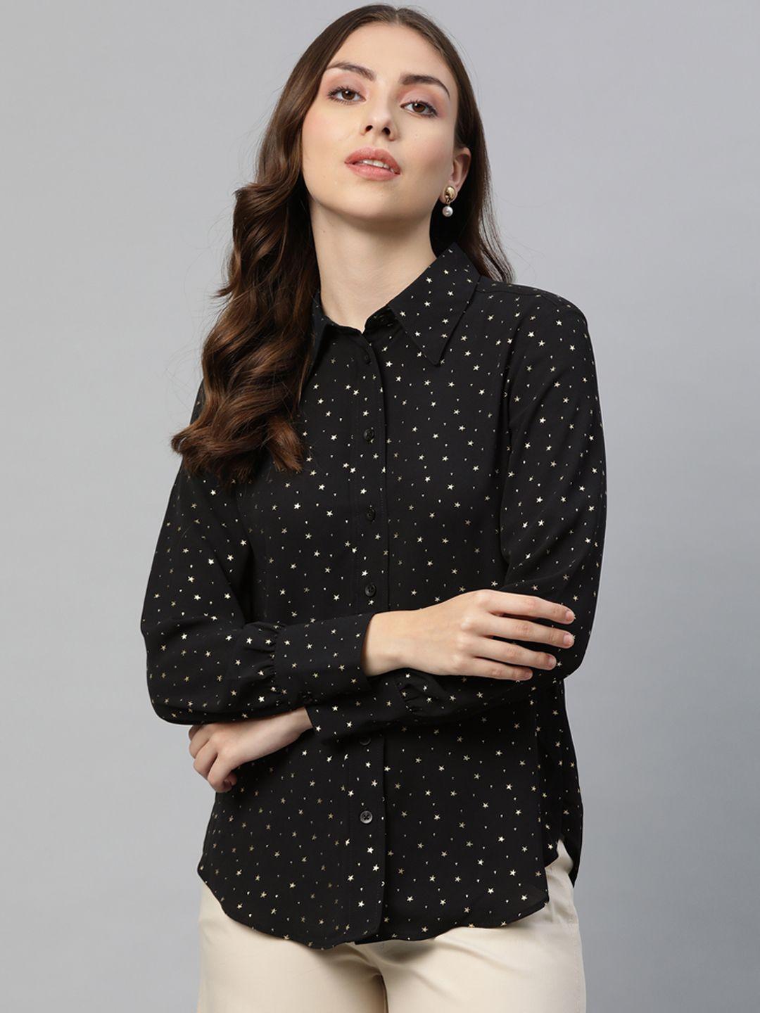 marks & spencer women black printed casual shirt