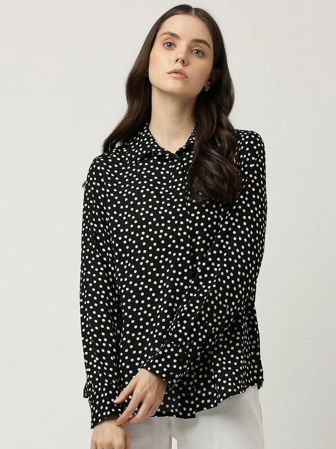 marks & spencer women black printed casual shirt