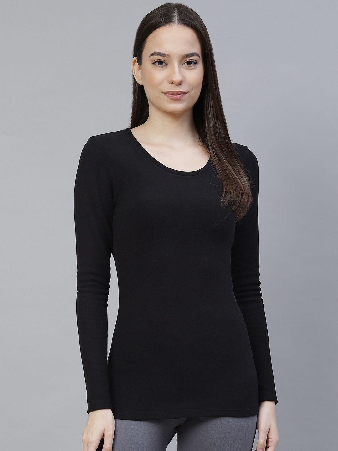 marks & spencer women black solid full sleeved thermal tops