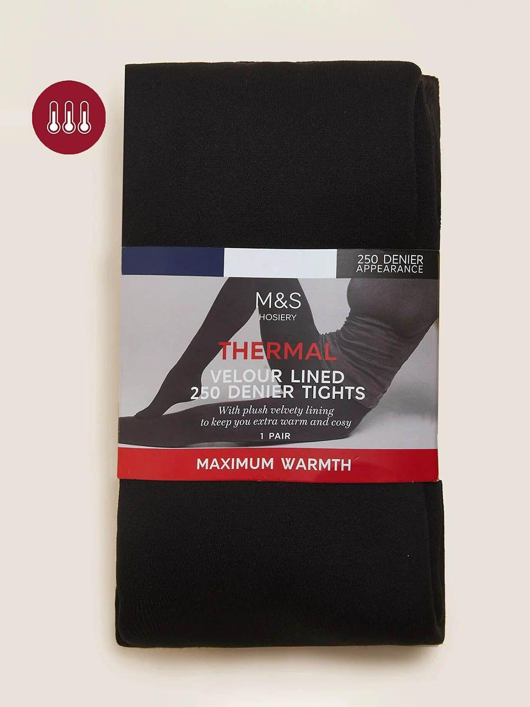 marks & spencer women black solid tights