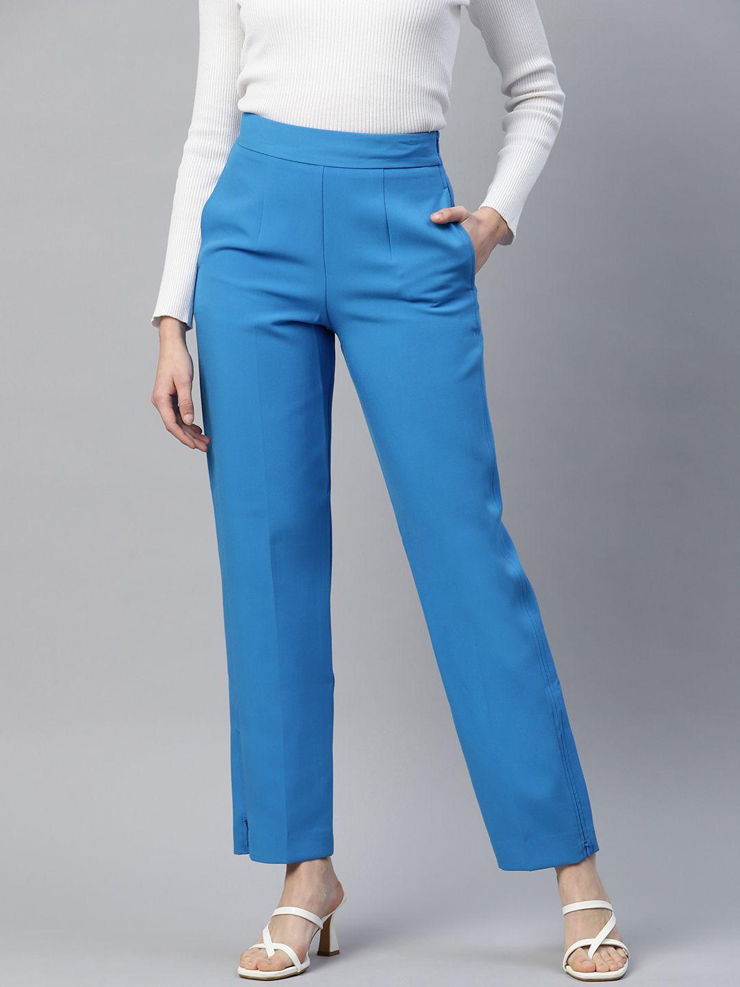 marks & spencer women blue high-rise trousers