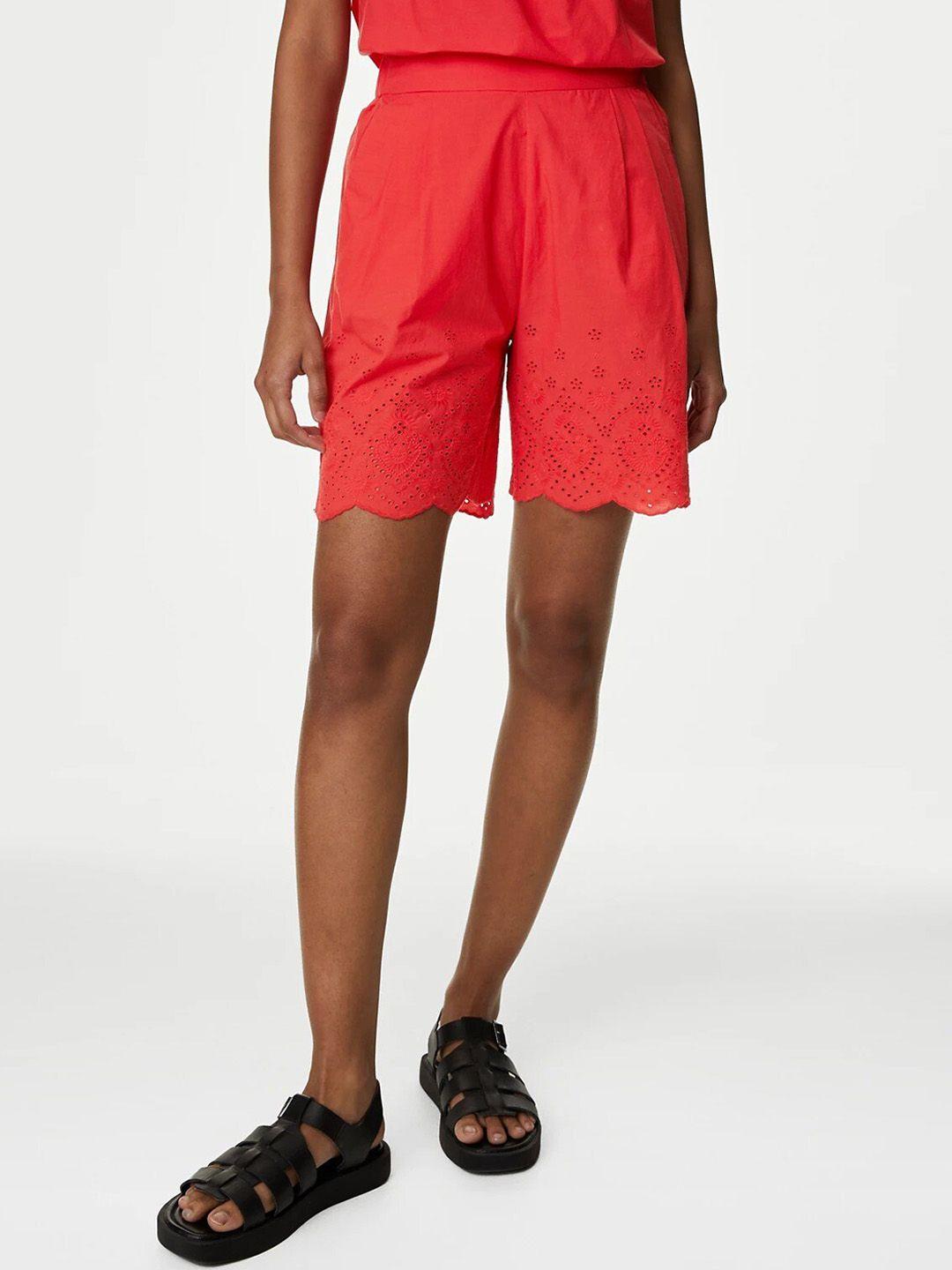 marks & spencer women cotton high-rise shorts