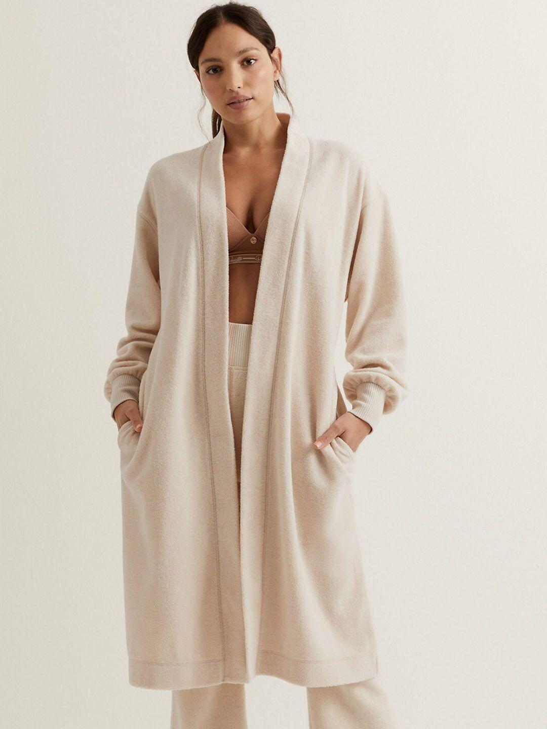 marks & spencer women cream-coloured solid robe