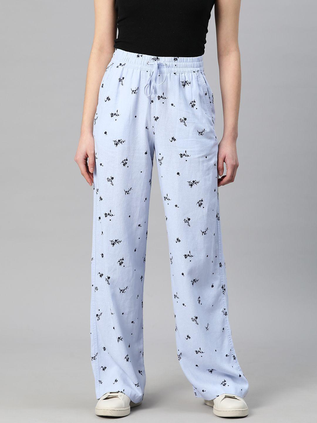 marks & spencer women floral print high-rise trousers