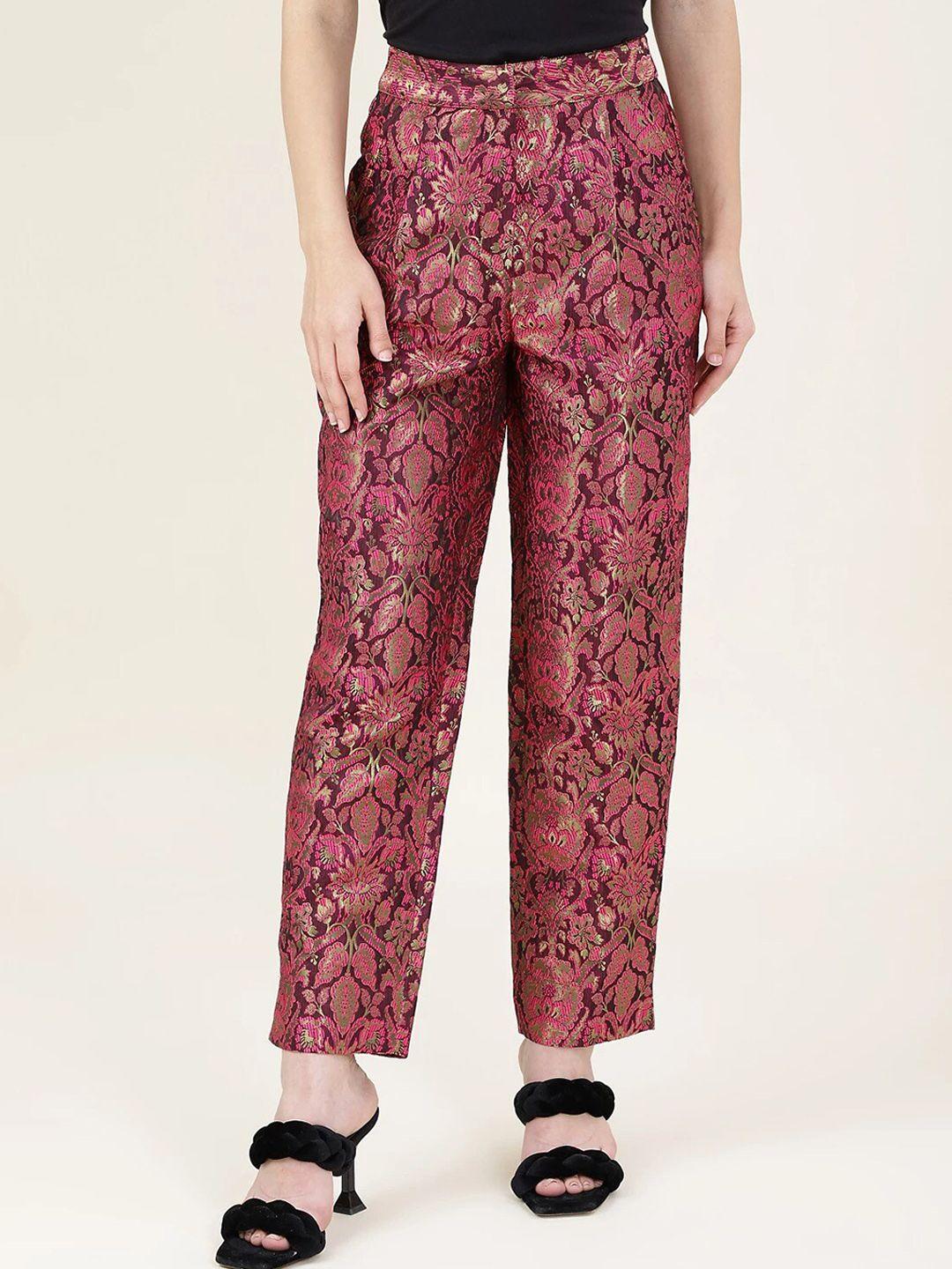 marks & spencer women floral printed high rise trouser