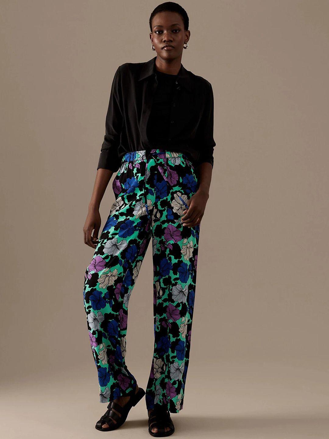 marks & spencer women floral printed high-rise trousers