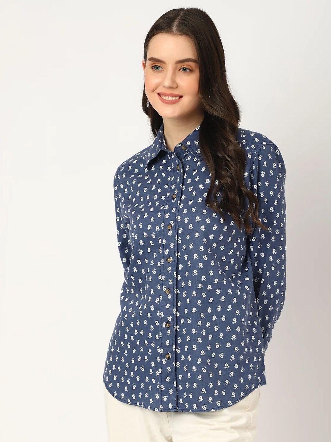 marks & spencer women floral printed linen casual shirt