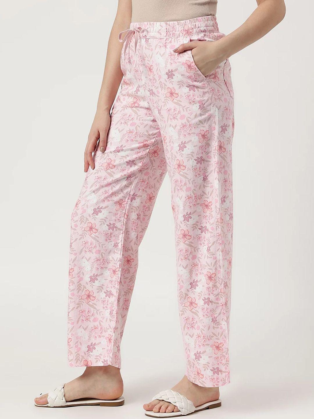 marks & spencer women floral printed straight fit high-rise trousers