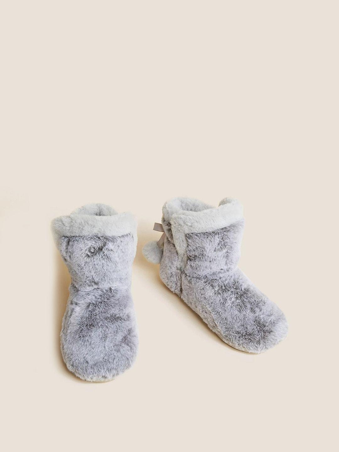 marks & spencer women grey slip-on room slippers