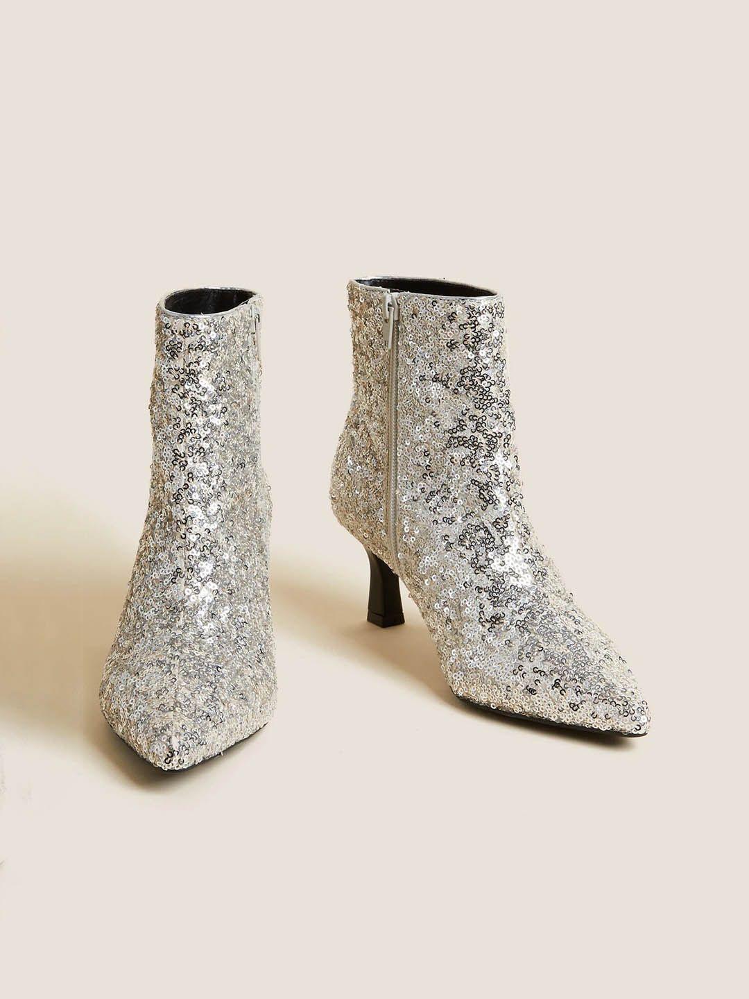 marks & spencer women heeled sequin embellished chelsea boots