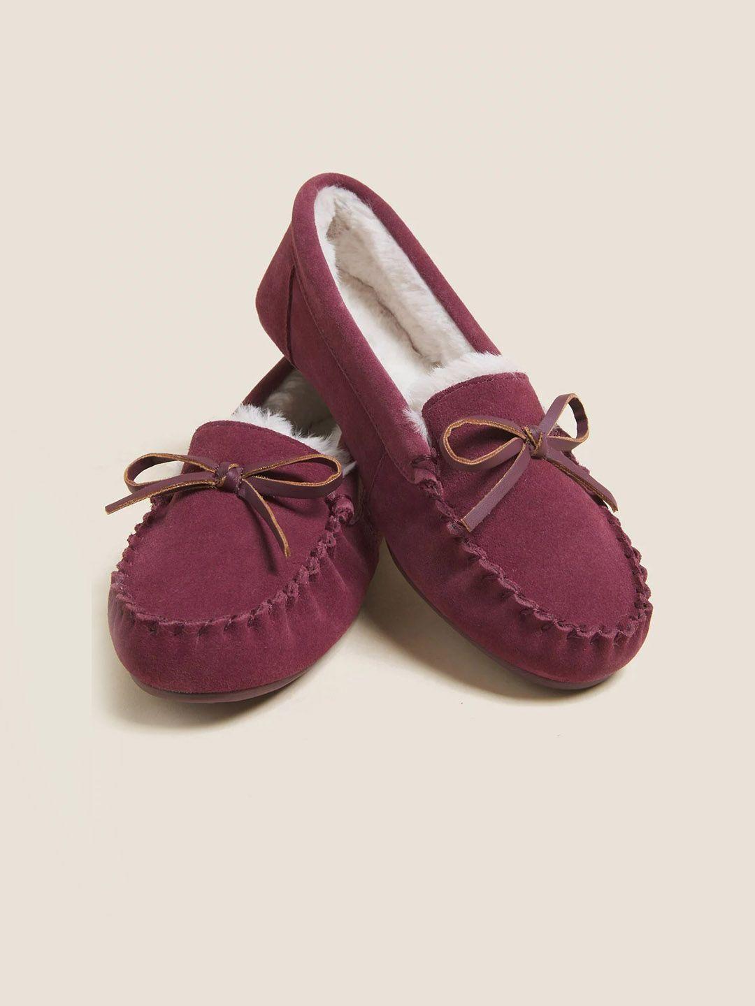 marks & spencer women magenta suede loafers