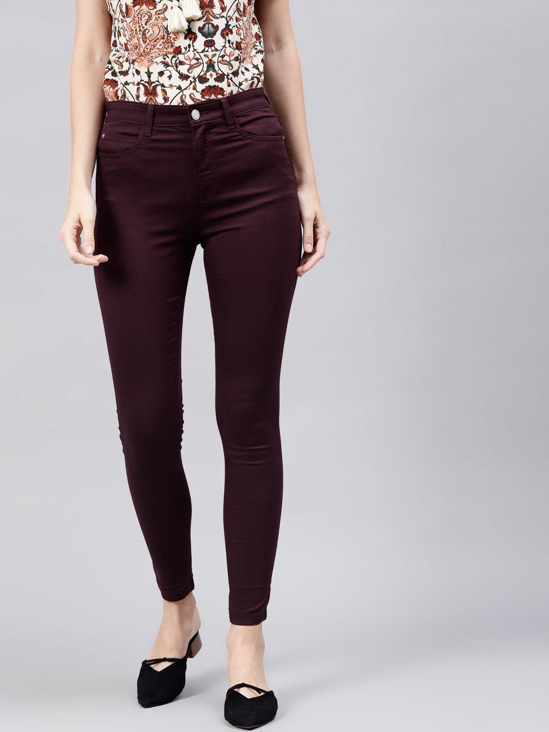 marks & spencer women maroon jeggings