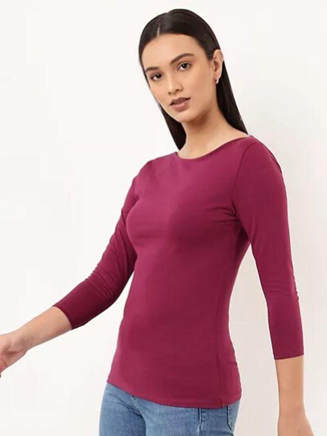 marks & spencer women maroon t-shirt