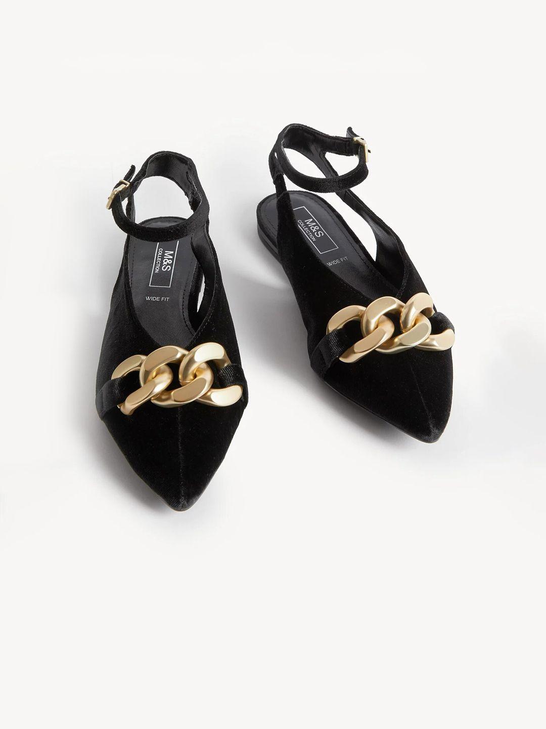 marks & spencer women mules with chain buckles flats