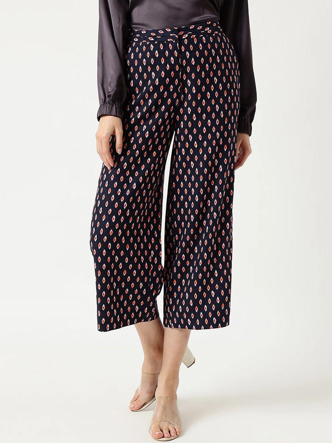 marks & spencer women multicoloured printed high-rise culottes trousers