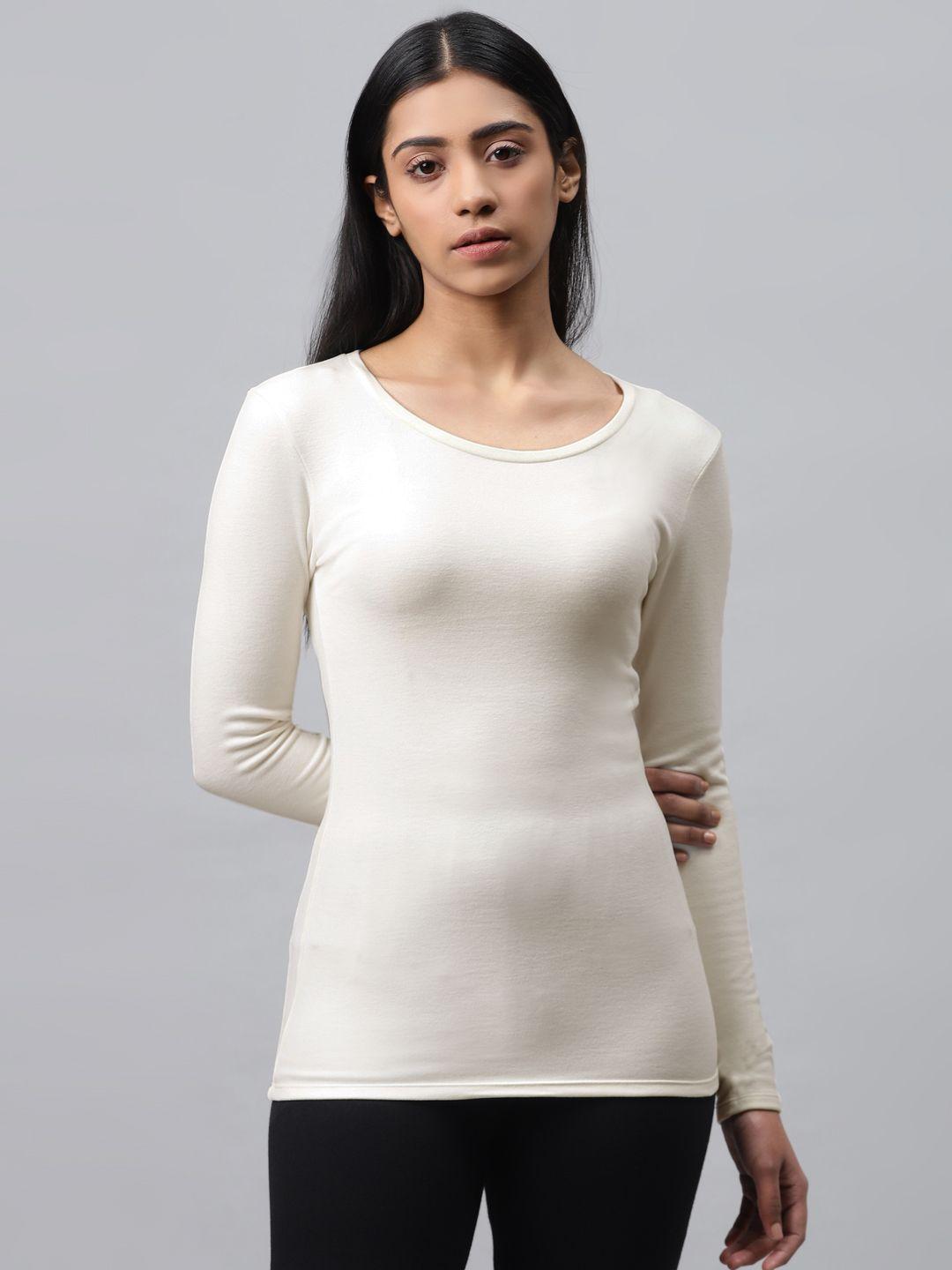 marks & spencer women off-white solid heatgen plus thermal t-shirt