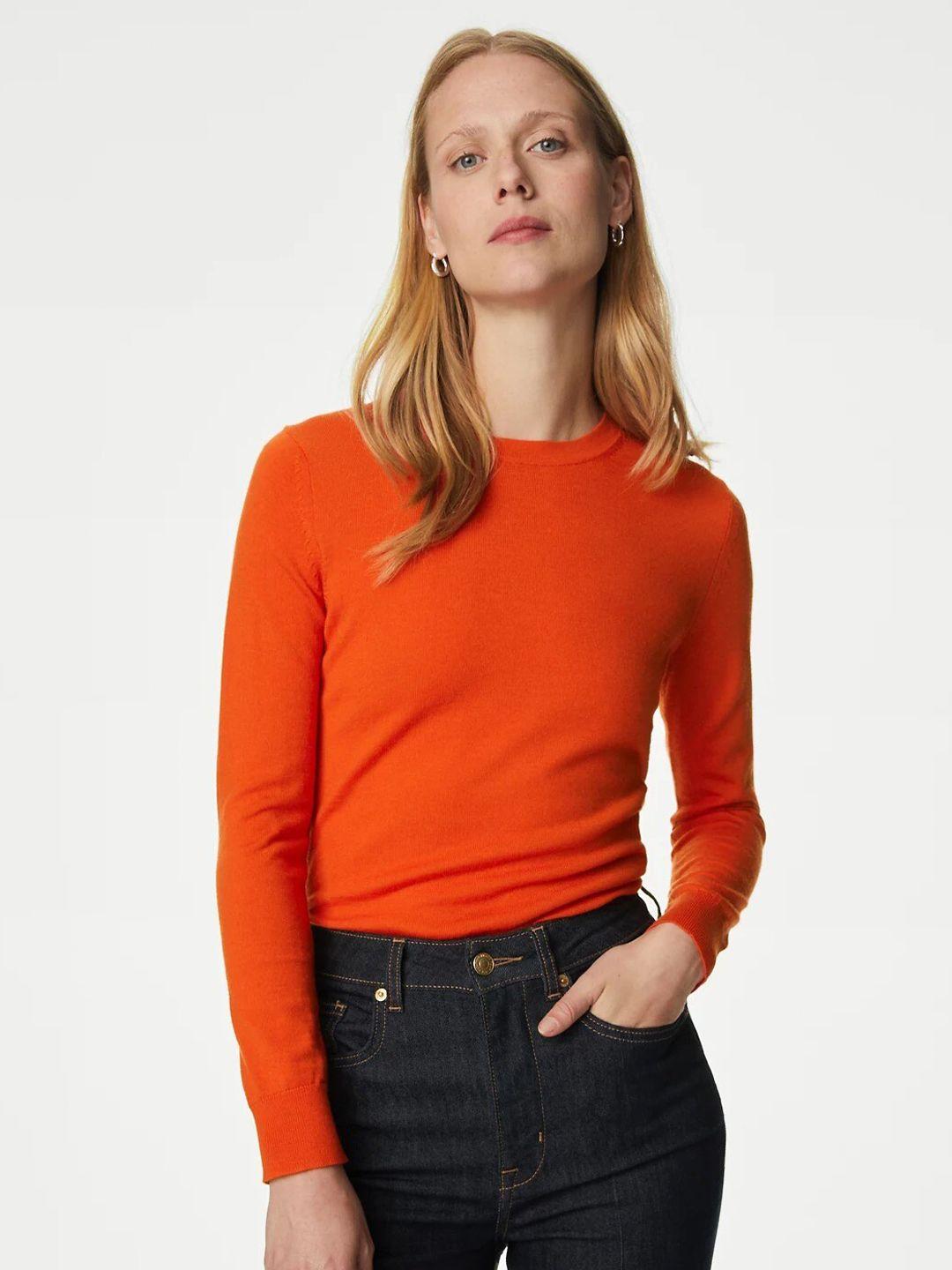 marks & spencer women orange woollen pullover