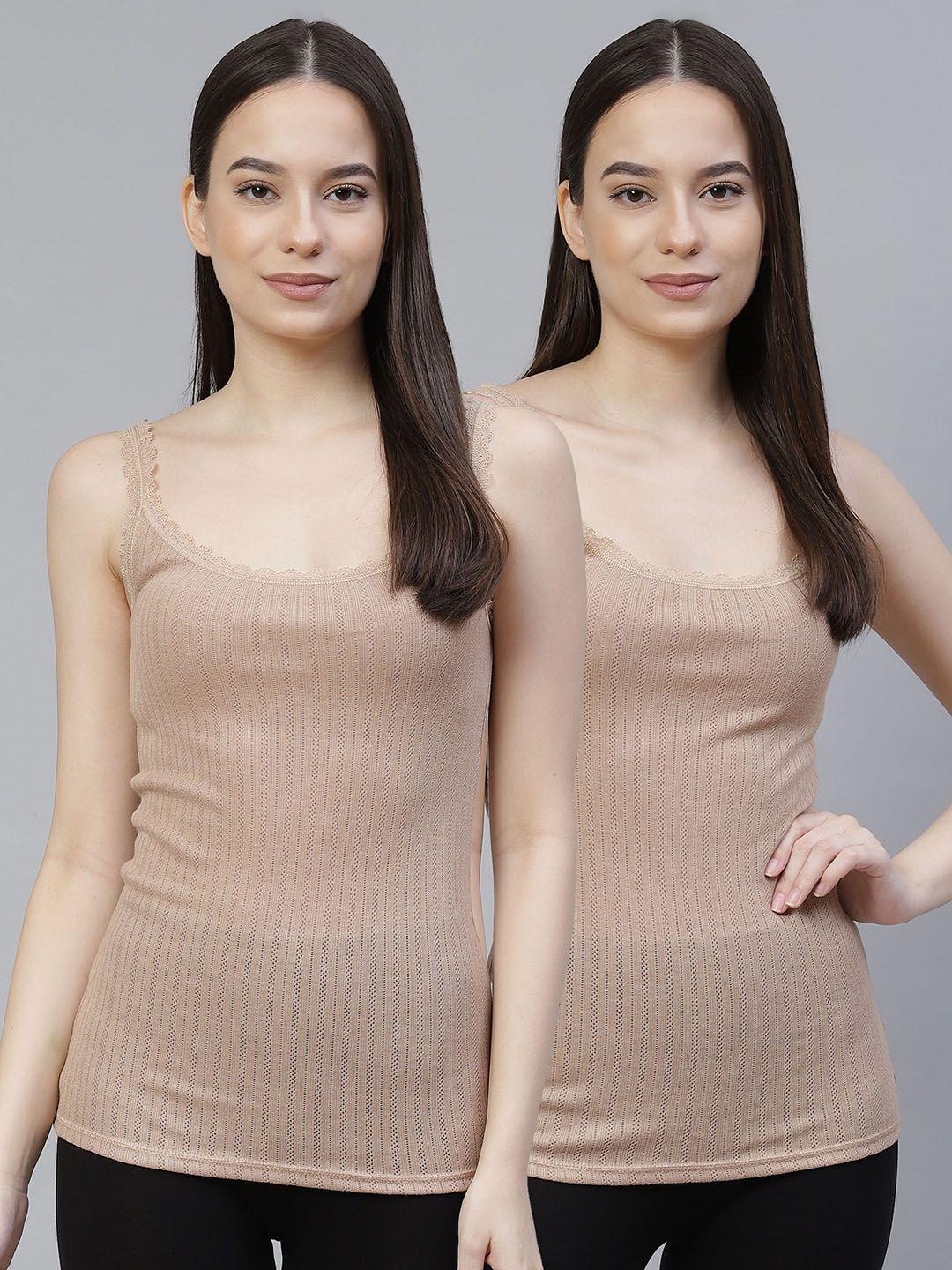 marks & spencer women pack of 2 nude solid thermal tops
