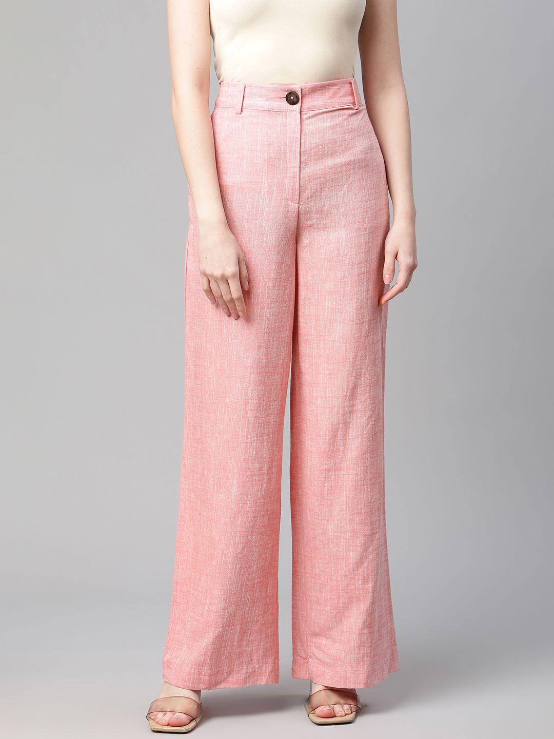 marks & spencer women pink solid trousers