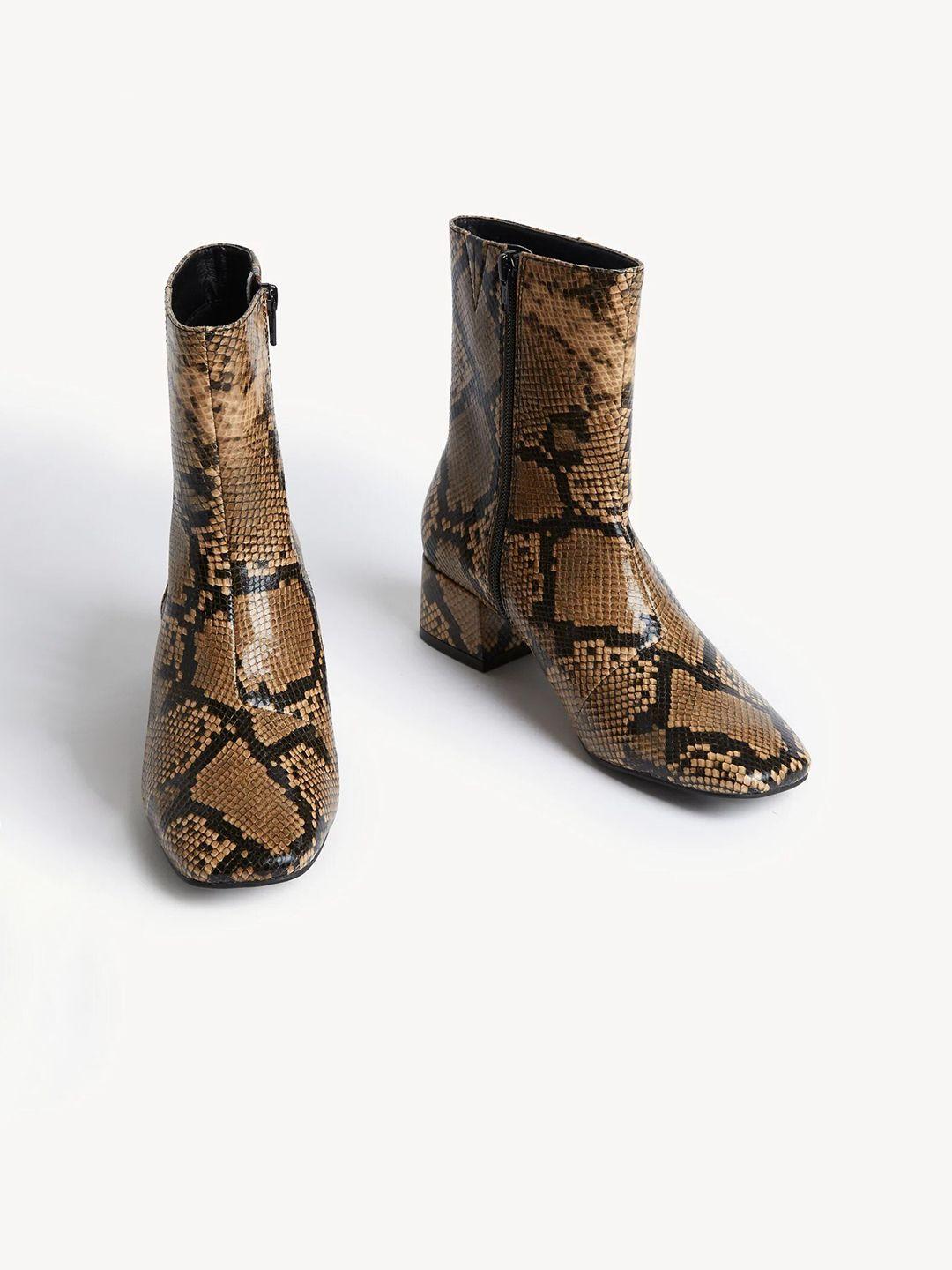 marks & spencer women printed heeled regular boots