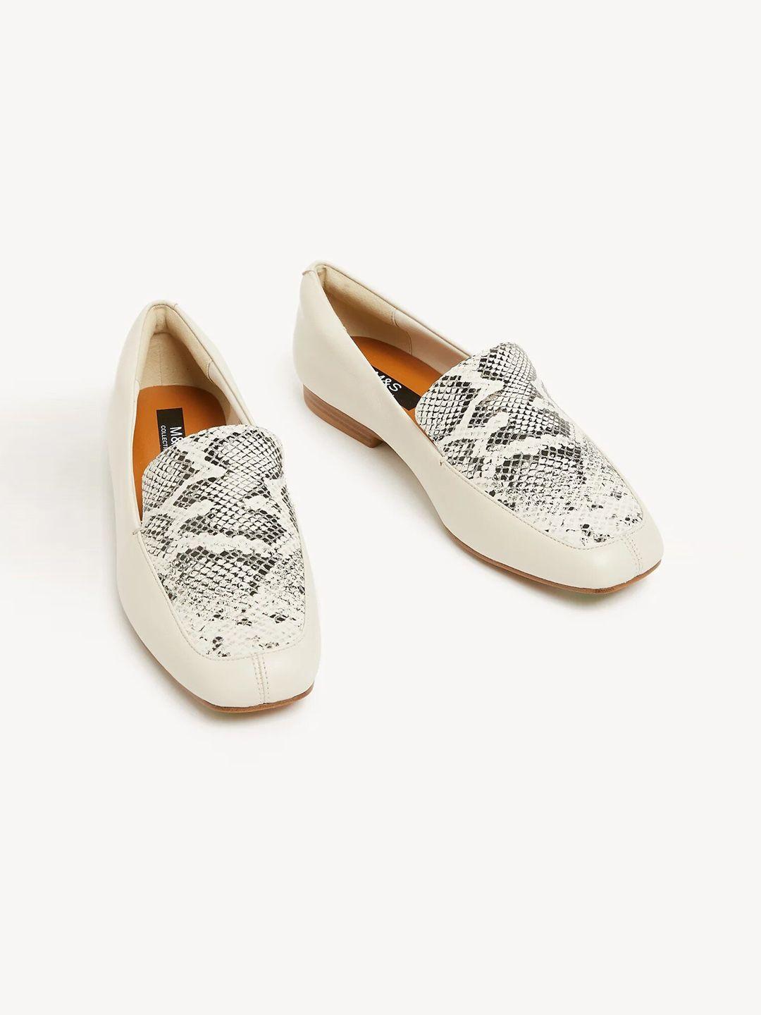 marks & spencer women printed leather loafers