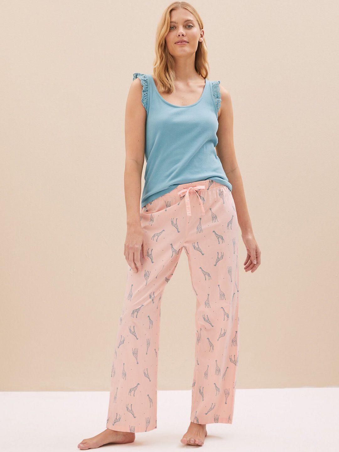 marks & spencer women printed pure cotton lounge pants