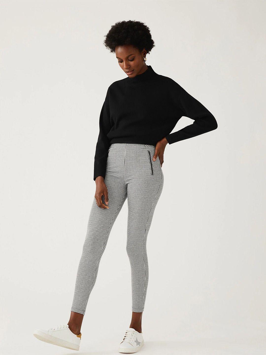 marks & spencer women skinny fit checked jeggings