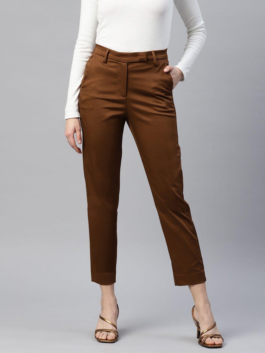 marks & spencer women slim fit high-rise cropped trousers
