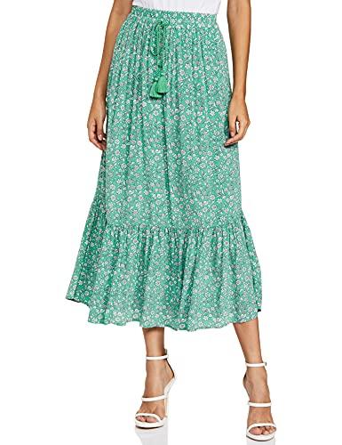 marks & spencer women western skirt, green mix, l