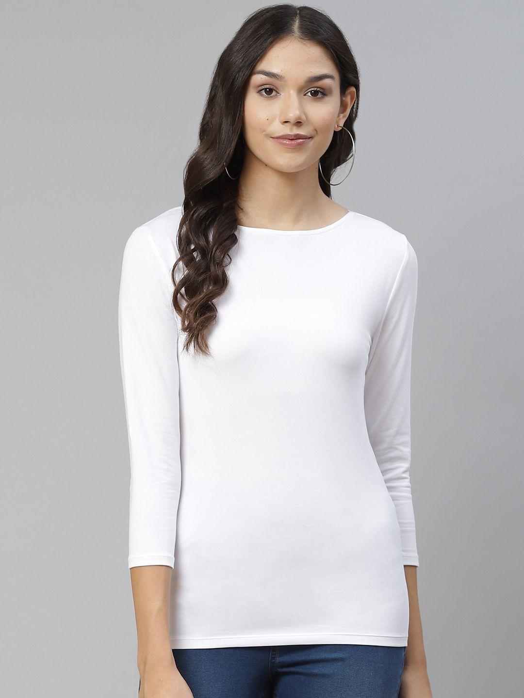 marks & spencer women white solid t-shirt