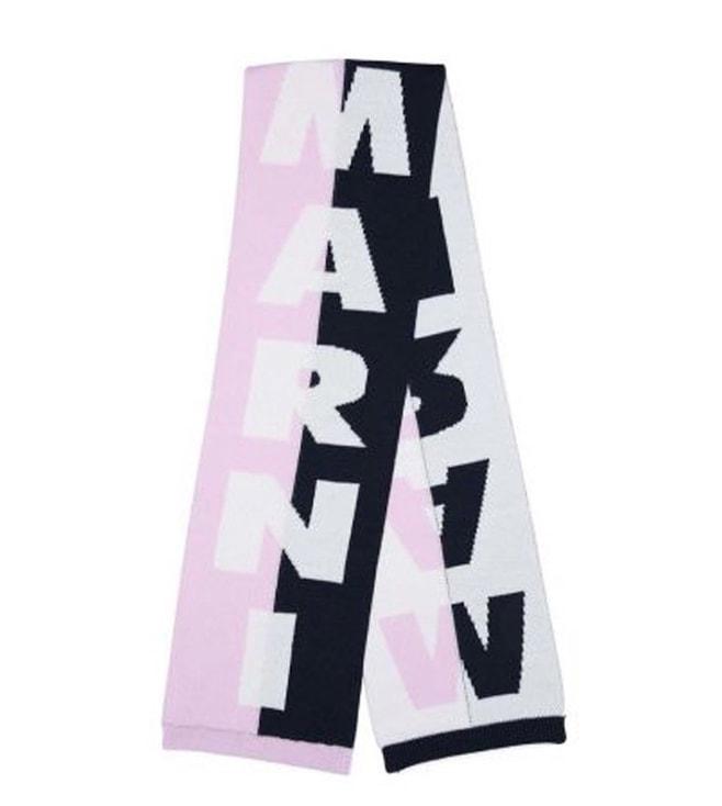 marni kids blue & pink two-tone logo scarf (8-12 years)