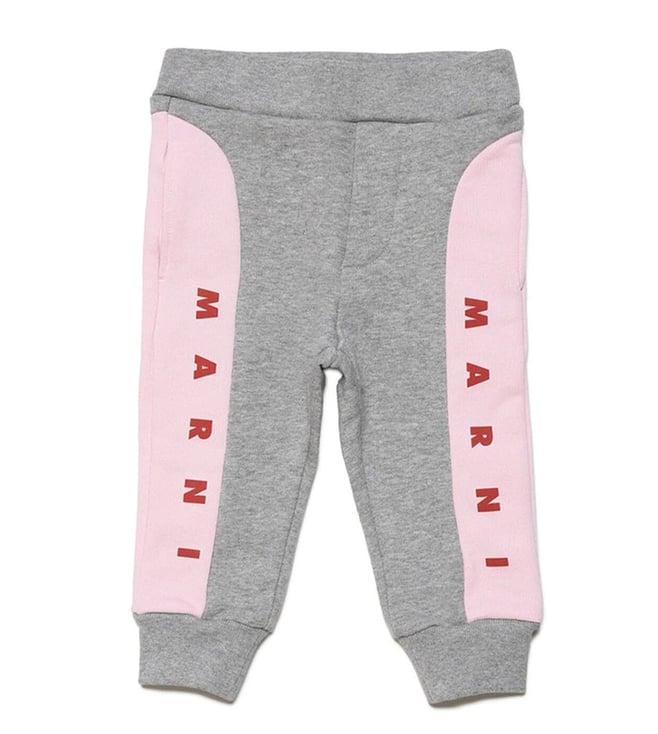 marni kids grey logo comfort fit fleece joggers