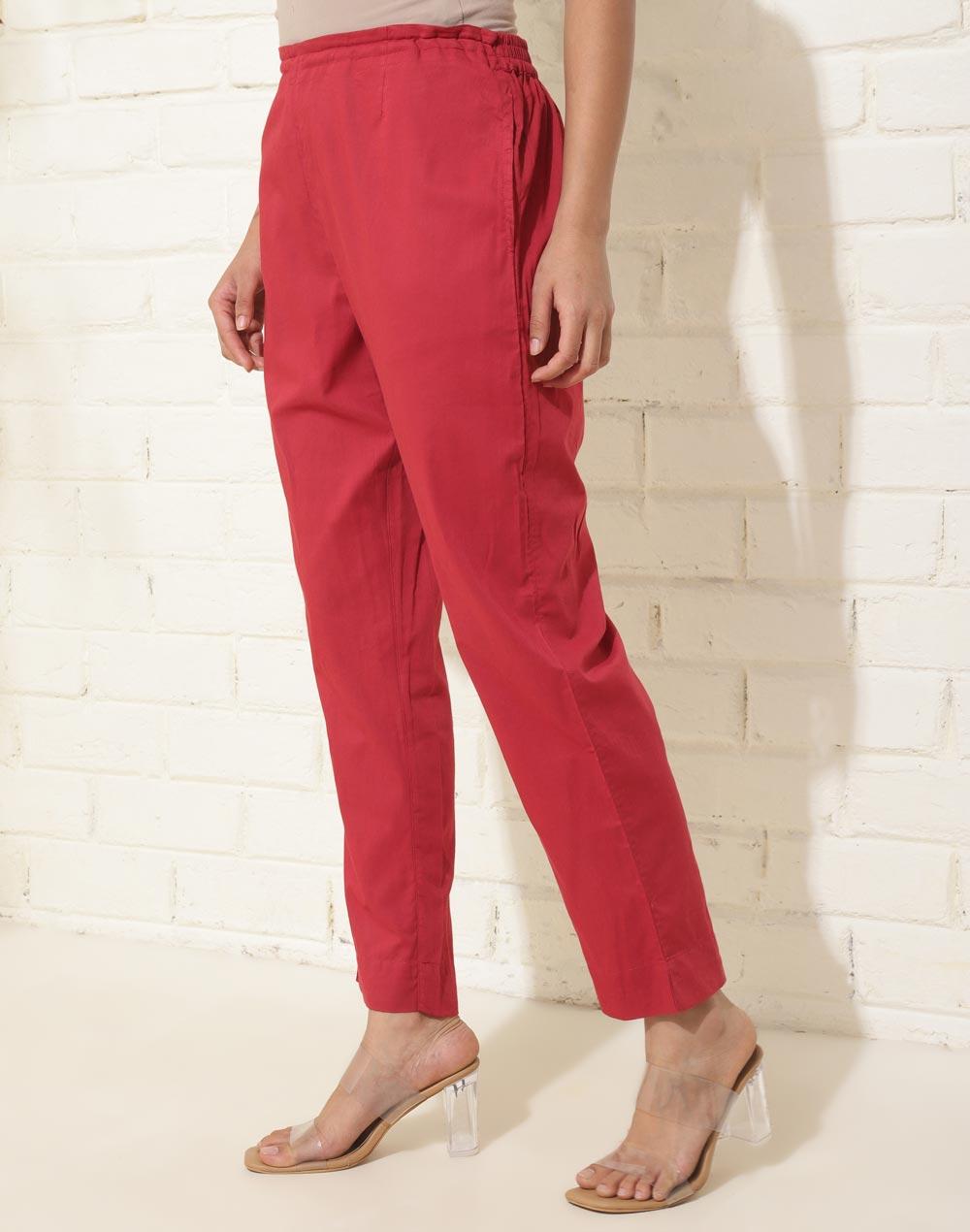maroon cotton 0 casual ethnic pant