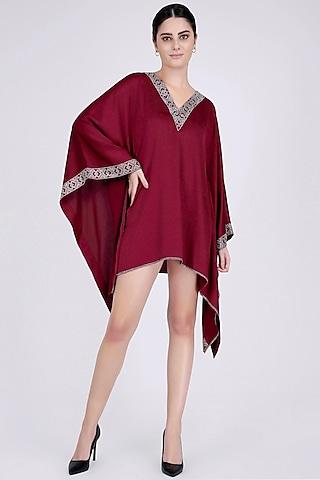 maroon embellished tunic