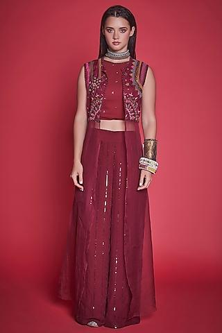 maroon-embroidered-cape-set