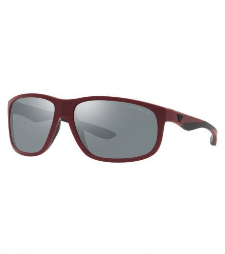maroon grey mirror sport sunglasses