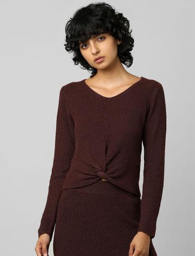 maroon knot detail co-ord pullover