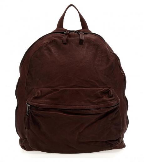 maroon leather backpack