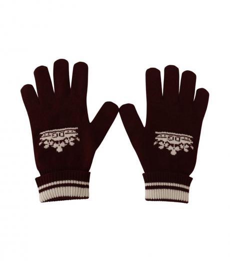 maroon logo crown gloves
