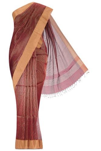 maroon maheshwari silk cotton saree