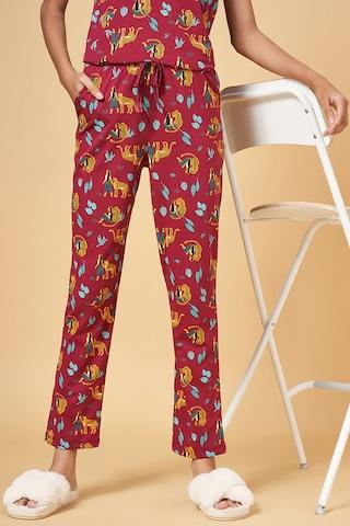maroon print full length  sleepwear women comfort fit  pyjamas