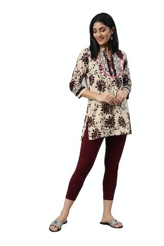 maroon solid above-ankle ethnic women slim fit leggings