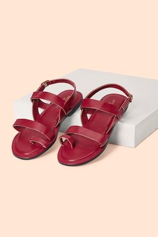 maroon solid casual girls flat sandals