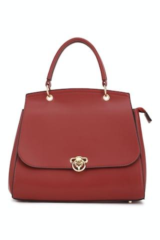 maroon solid casual polyurethane women handbag