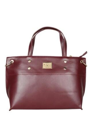 maroon solid casual pu women handbag